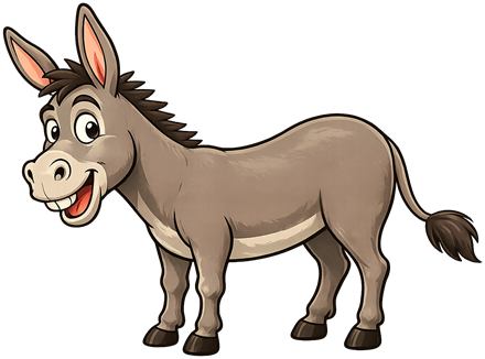 Bo the donkey, mascot of Bass-Ack-Words
